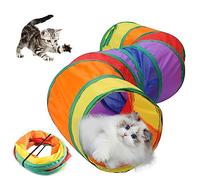 Cat Toys S Túnel para Gatos 8.43x9.84 Pulgadas Gatito Plegable Juguete para Interiores y Exteriores con 2 Agujeros y Pelota de Juego para Cachorro Conejo Animal pequeño Túnel de Cubo de Color Arco