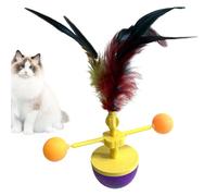 Cat Toys - Teaser Interactivo para Gatos | de Enriquecimiento y Enriquecimiento de | Tumbling Estimulating Cat Play With Feathers | Puzzle Treat Dispenser, Bounce, Roll, Bat, Scratch