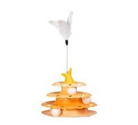 Cat Track Balls - Pet Cat Mesa giratoria con Teaserstick,Kitten Roller Interactive Track Balls Tower Para Caza Ejercicio Por Juego Interior | Pelotas de Gato, Juguetes interactivos de plumas para