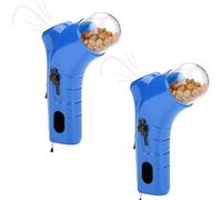 Cat Treat Gun Shooter, Interactive Cat Treat Shooter Gun, nCat Treat Dispenser Launcher Toy, Pet Treat Snack Launcher Dog Food Catapult for Dog Exercise Training (2 PCS Blue)