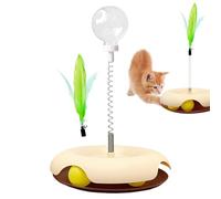 Cat Treat Toy, Treat Puzzles for Indoor Cats, Multifunctional Cat Treat Dispenser Toy, Interactive Ball Cat Puzzle Feeder, Feather Toy for Indoor Cats, Fun Cat Toy for Play & Feeding