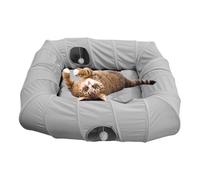 Cat Tunnel Bed - 4-Way Rectangular Pet Cave, Interactive Soft Toy Tunnel with Sleep Sanctuary, Space-Saving Apartment Gear, Reinforced Spring-Steel Structure For Indoor Play | For Large & Small Cats