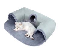 Cat Tunnel Bed Cave - Indoor Cat Play Tunnel, Foldable Pet | Interactive Feline Activity Resting Lounge Shelter, Washable U Shape Çat Bed Sleeping Ţunnel with Plush Ball Toy for Indoor Pets