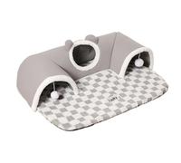 Cat Tunnel Bed - Cloth 65cm, Pet Tunnel, Three Hole Play Design | Soft Sleeping Mat, Cat Play Tunnels, Pet Sleeping Mat For Kittens, Puppies, Indoor Plays, Bedroom, Living Room, Boredom Enrichment