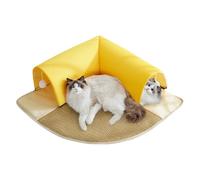 Cat Tunnel Bed, Kitten Cooling Cushions with Cave, 23.62x23.62 Inches Adorable Compact Washable Cat Tunnel Beds Removable Cushion for Perch, Travel, Apartment