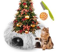 Cat Tunnel Bed Under Christmas Tree, Cat Tunnel Christmas Tree Skirt, Cat Christmas Tree Tunnel, Cat Tunnel for Christmas Tree, Christmas Cat Tunnel Tree Skirt for Cat Dogs (Gray)