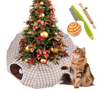 Cat Tunnel Bed Under Christmas Tree, Cat Tunnel Christmas Tree Skirt, Cat Christmas Tree Tunnel, Cat Tunnel for Christmas Tree, Christmas Cat Tunnel Tree Skirt for Cat Dogs (Coffee)