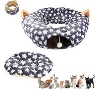 Cat Tunnel Christmas Tree Skirt,Foldable Multi Functional Cat Tunnel for Under Christmas Tree,Cat Play Tunnel with Washable Soft Plush Mat,Indoor Cat Cave for Small Medium Large Cat,Puppy,Rabbit