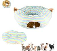 Cat Tunnel Christmas Tree Skirt,Foldable Multi Functional Cat Tunnel for Under Christmas Tree,Cat Play Tunnel with Washable Soft Plush Mat,Indoor Cat Cave for Small Medium Large Cat,Puppy,Rabbit