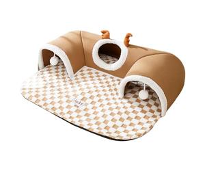 Cat Tunnel, Pet Tube, Animal Shelter, Warm Sponge Tent, Interior Outdoor Nest, Esquina Space Saver, Lomi Brown Elk, Gray Bear, 21,65 x 15,75 Pulgadas, para Home Playhouse, Wall