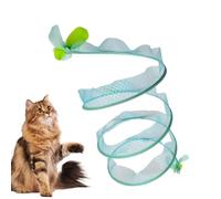 Cat Tunnel, S-Shaped Kitten Exercise Tube, Foldable Portable Maze with Feather Bell, Indoor Outdoor Training Toy for Boredom Relief, 19.69x9.84 Inches