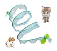 Cat Tunnel, S Shaped Kitten Exercise Tubes, Mesh Portable Foldable Maze Pipe with Feather Bell Toy for Indoor Outdoor Pet Training, Playtime, and Boredom Relief, 19.69x9.84 Inches
