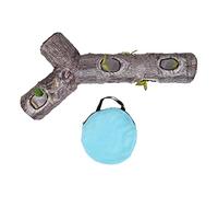 Cat Tunnel Tube Toy Collapsible Washable Lifelike Wood Grain Interactive Play Tunnel for Indoor Cats Puppies Rabbits Polyester Cloth 59.1 x 9.8 x 25.6in