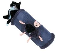 Cat Tunnels for Indoor Cats, Comfortable Kittens Big Tunnels Bed, Interactive Fleece Cat Tunnel, Multipurpose Indoor Pet Play Tubes 19.69x9.84 for Kittens, Ferrets, Puppy (Navy Blue, Gray, Khaki)