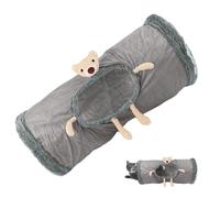 Cat Tunnels for Indoor Cats, Comfortable Kittens Big Tunnels Bed, Interactive Fleece Cat Tunnel, Multipurpose Indoor Pet Play Tubes 19.69x9.84 for Kittens, Ferrets, Puppy (Navy Blue, Gray, Khaki)