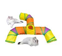 Cat Tunnels for Indoor Cats, Foldable Cat Play Rainbow Tunnel, 3-Way Cat Tunnels for Indoor, Interactive Toy Maze Cat House with Peek Hole, Fun Play Tunnel for Kittens and Pets, Indoor Playhouse