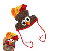 Cat Turkey Hat, Thanksgiving Pet Costume, Holiday Theme Turkey Hat for Cats, Dogs, Handmade Apparel, Comfortable Material, S and M Sizes, Adjustable Fit Cute Design, 13.77inches