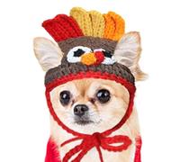 Cat Turkey Hat, Thanksgiving Pet Costume, Holiday Theme Turkey Hat for Cats, Dogs, Handmade Apparel, Comfortable Material, S and M Sizes, Adjustable Fit Cute Design, 13.77inches