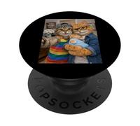 Cat Two Moms Life Selfie Día de la Madre Recién Nacido Felicidades Aliado PopSockets PopGrip Adhesivo