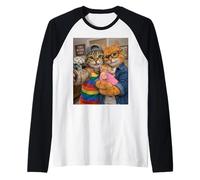 Cat Two Moms Life Selfie Día de la Madre Recién Nacido Mamá Felicitaciones Camiseta Manga Raglan