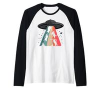 Cat UFO LOL Bye Alien Abduction Flying Cats UFO Galaxy Retro Camiseta Manga Raglan