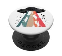 Cat UFO LOL Bye Alien Abduction Flying Cats UFO Galaxy Retro PopSockets PopGrip Adhesivo