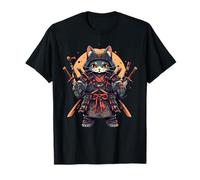 Cat Ukiyo-e Japanese Cat Japan Style Anime Ninja Cat Camiseta