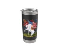 Cat Unicorn 4th Of July Patriotic American Flag Fireworks Vaso térmico de acero inoxidable de doble pared