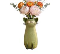 Cat Vase Decor - Resin Cat Desk Ornament, Whimsical Flower Vase | Decorative Animal Sculpture Planter Holder, Cute Çat Figurine V́ase For Bookshelf Mantel Living Room Bedroom Office Balcony Display