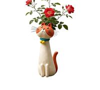 Cat Vase - Funny Cute Floral Planter, Hand Painted Ceramic Bud Vase with Artistic Feline Silhouette, Quirky Modern Home Decor, Ideal for Succulents, Air Plants, and Professional Workplace Desks