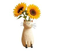Cat Vase, Resin Desk Ornament, 3.74x8.07 Inches Cute Holder with Secure Build, Utility Tool for Shelf Mantel Entryway Living Room Dining Table Bedroom Office Balcony, Home Accessories for Daily Usage