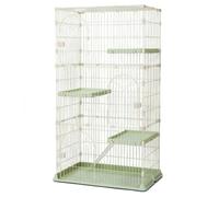 Cat Villa Jaula para gatos Hogar Interior Espacio Libre Extra grande Casa para gatos Criadero Suministros para gatos Pequeña Villa de Dos Pisos Jaula para gatos (Color: Gris, tamaño: B Mediano) (verd