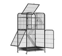 Cat Villa Jaula para gatos Villa para gatos Jaula para gatos de Tres Pisos Súper Cuatro Pisos Nido para gatos con Inodoro Casa para gatos Jaula para gatos (Color: Negro, tamaño: A) (Negro B)