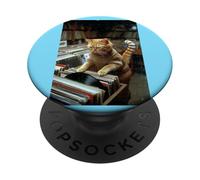 Cat Vinyl Records Música Vintage de los 80 PopSockets PopGrip Adhesivo