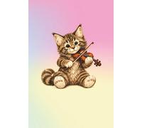 Cat Violin Notebook - Rainbow: 6 x 9 120-Page CREAM Paper Lined Music Journal for Violin and Cat Lovers