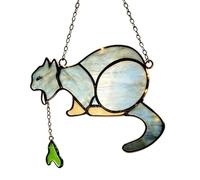 Cat Vomit Ornament - Funny Puking Decorations, Quality 2D Acrylic Feline Pendants, Playful Cute Gray Kitten Baubles, Novelty Humorous Tree Hanging Crafts Arts - For Living Rooms Holidays Party