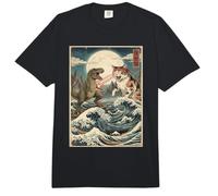Cat Vs Monster Trex Japonés Japón Ukiyo-e Arte Comfort Colors Adult Heavyweight T-Shirt
