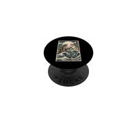 Cat Vs Monster Trex Japonés Japón Ukiyo-e Arte PopSockets PopGrip Adhesivo