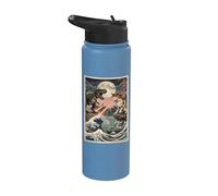 Cat Vs Monster Trex Japonés Japón Ukiyo-e Arte Stainless Steel Insulated Water Bottle