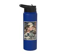 Cat Vs Monster Trex Japonés Japón Ukiyo-e Arte Stainless Steel Insulated Water Bottle
