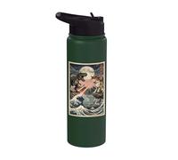 Cat Vs Monster Trex Japonés Japón Ukiyo-e Arte Stainless Steel Insulated Water Bottle