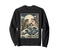 Cat Vs Monster Trex Japonés Japón Ukiyo-e Arte Sudadera
