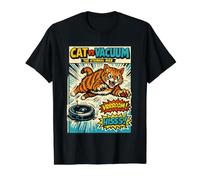 Cat Vs Vacuum The Eternal War, Divertido Amante de los Gatos, para Hombre y Mujer Camiseta gráfica económica, Hombre, Negro, L