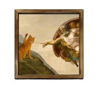 Cat Wall Artwork, Framed Renaissance Poster, Vintage Canvas Illustration, Decor Accent Gallery Living Bedroom Playroom Farmhouse Restroom Home Occasions Women Display Interior Space 8x8 Inches