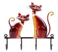 Cat Wall Hooks | Vintage Iron Coat & Hat Hanger Holder | Wall Mounted Rack for Towels/Keys/Bags | Home & Office Decor
