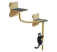 Cat Wall Shelves - Wall Mounted Cat Furniture | Space-Saving Cats Shelves | Perch Tree Scratching Tower Stairs for Window Home Indoor Outdoor Play, Wood + Cotton Rope