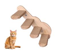 Cat Wall Step, Wooden Climbing Stairway 9x17in Sisal Grip Floating Kitten Perch, Elegant Indoor Pet Shelf, Ideal for Bedroom, Living Room, Small Spaces, Natural