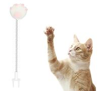 Cat Wand Cat Teaser Pet elástica Spring Toy Metal Wable de metal Cats Funny Stick con pelotes de peluche Pink Interactive Teaser Toy para gatitos de gatos interiores (Les griffes du chat blanc)