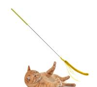 Cat Wand Toy, Realistic Setaria Cat Teaser, Feather Stick with Faux Grass Plush, Physical Training Toy, Engaging for Cats, 19.69 Inches, Green/Yellow, 1 Piece