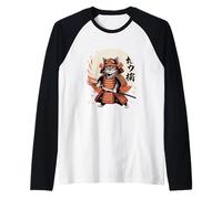 Cat Warrior Samurai Haru Letras Camiseta Manga Raglan